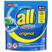 All Mighty Pacs Laundry Detergent, 4 In 1 Stainlifter Pouch, 19 Count