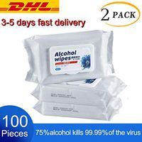 Jansin Alcohol Detergent Wipes(2Pack=100Pieces),Large Wet Wipes(8"x6"),75% Soft Alcohol Wipes for All-Purpose Cleaning