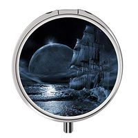 Glad grace Nautical Pill Organizer Custom Design Pill Box with 3 Components Metal Portable Pill Case for Pocket,Daily Needs and Travelling.