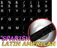 Replacement Spanish Latin American Keyboard Stickers Black Background for Desktop, Laptop and Notebook