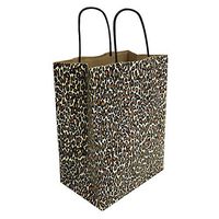 DBM IMPORTS Kraft Paper Recycled Cub Shopping Gift Bags with Handles Leopard Printed Set 10 PC 8"
