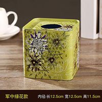 T-ZJHC Roll Paper Tissue Box Home Living Room core Tray Tray roll Tray, Khaki Army Green Flower