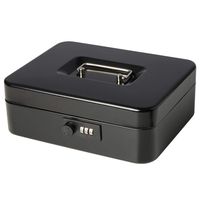Jssmst Large Cash Box with Combination Lock - Durable Metal Cash Box with Money Tray Black(9.8 x 7.9 x 3.5), SM-CB07001L