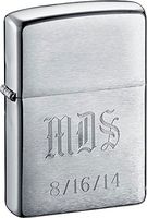 Personalized Zippo Brushed Chrome Windproof Lighter, Free Engraving