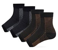 2pairs - Compression Socks Foot Sleeves, Plantar Fasciitis Ankle, Arch Braces & Supports (L/X-Large, Black & Copper)