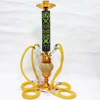 XZYP Arabian Modern Hookah, 4 Hose Hookah Combination Kit, Four-Person Arab Hookah Set with Lights,Yellow