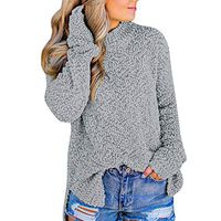 KaiCran Fashion Women's Fall Winter Blouse Long Sleeve Side Split Loose Casual Pullover Tunic Tops (Gray, L)