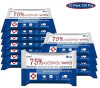 Alcohol Detergent Wipes (10 Packs,100Wipes),Large Water Wet Wipes(7"x6"),75% Soft Alcohol Wipes for All-Purpose Cleaning
