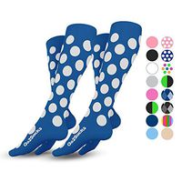 Go2Socks Compression Socks for Men Women Nurses Runners 20-30mmHg Medical Stocking Athletic(2pBluePolka,L)