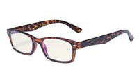 Eyekepper Spring Hinges UV Protection, Anti Glare Anti Blue Rays, Scratch Resistant Lens Computer Eyeglasses (Yellow Tinted Lenses, Tortoiseshell) +0.0