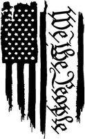 Just For Fun Black - 6.5 x 4 We The People Flag America Vinyl Die Cut Decal Bumper Sticker, Windows, Cars, Trucks, laptops, etc
