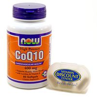 Bundle – 2 Items : 1 Bottle of CoQ10 400 mg by Now Foods 60 Softgels and 1 VDC Pill Box