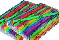 Reusable Milkshake Straws - Extra Wide Diameter - 35ct/Poly Bag. Individually Cello-Wrapped, Assorted Neon Colors (2 Pack)