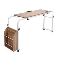 Overbed Table with Wheels Mobile Over The Bed Table Laptop Cart Laptop Computer Medical Desk Adjustable Height and Length Heavy-Duty Metal Legs for Home Office Hospital