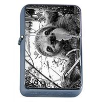 Sloth Furry Animal Flip Top Oil Lighter S9 Smoking Cigarette Smoker Includes Silver Case