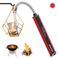 Boncas Candle Lighter, Large Capacity Windproof USB Lighter, Plasma Arc Lighter with Long Flexible Neck and Battery Display for Lighting Candles, Camping, BBQ, Fireworks Red