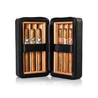 Jamestown Cigar Barcelona Leather Travel Cigar Case - Handmade Cedar-Lined Travel Case Wrapped in Soft Synthetic Leather - Holds up to 6 Full-Size Cigars