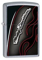 Zippo Street Chrome Harley-Davidson Red Flame Pocket Lighter