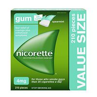 Nicorette Gum, Nicotine 4 Mg, Spearmint Flavour, Quit Smoking Aid and Smoking Cessation Aid, 210 Count