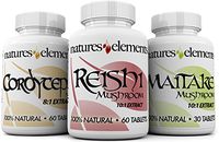 Reishi, Cordyceps and Maitake Mushroom Extract - Pack of 3 - Mushroom Trio for Immune Defense! - Vegetarian Safe - (Cordyceps Sinensis) - (Grifola Frondosa) - (Ganoderma Lucidum - by Natures Elements