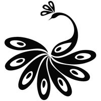 Peacock - Vinyl 4" tall (color: BLACK) decal laptop tablet skateboard car windows sticker - exclusively by So Cool Stuff