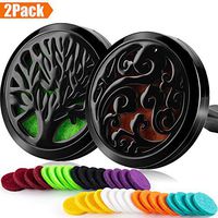 2PCS 30mm Car Essential Oils Diffuser Stainless Steel Car Aromatherapy Diffuser Vent Clip+32pcs Refill Pads (Tree of Life&Cloud&Black)