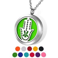 HOUSWEETY Aromatherapy Essential Oil Diffuser Necklace-Stainless Steel Locket Pendant,11 Refill Pads