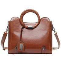 Womens Vintage Handbag Shoulder Bags Ladies Designer Top Handle Satchel Leather Purses Cosmetic Messenger Bag (Brown, One)