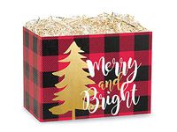 Holiday Gift Basket Box - 6 Count - Small - Buffalo Plaid Christmas