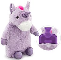 HomeTop Premium Classic Rubber Hot Water Bottle with Cute Unicorn Cover (2L, Purple)