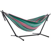 Vivere with Space Saving Steel Stand 9ft Double Cotton Hammock (450 lb Capacity-Premium Carry Bag Included), Watermelon