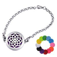 tornado Lotus Aromatherapy Essential Oil Diffuser Bracelet Stainless Steel Locket Bracelet Adjustable 12 Refill Felt Pads