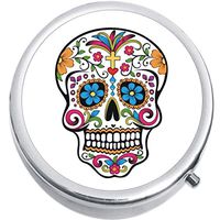 Sugar Skull Medicine Vitamin Compact Pill Box