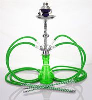 4 hose 23" Shabab Green Hookah Shisha Nargila water glass vase pipes smoke sale