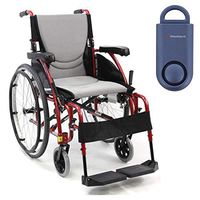 Karman S-Ergo 115 Ultra Lightweight Ergonomic Wheelchair | Seat Size 18" X 17" | Swing Away Footrest | Fixed Wheels in Red & Free 130 dB Matte Blue Personal Safety Alarm/Siren!