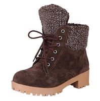 2019 Winter Warm Snow Boots for Women Lace Up Fur Lined Comfort Suede Chunky Block Heel Shoes Ankle Booties Sopzxclim