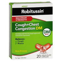 Robitussin Cough + Chest Congestion DM Liquid-Filled Capsules Maximum Strength - 20 ct, Pack of 2
