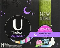 U By Kotex All Nighter Pads Overnight, 14 Each (Pack of 2)