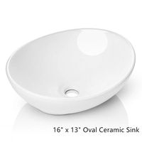 Oval Vessel Sink - Kichae 16"x13" Modern Bathroom Egg Oval Shape Above White Porcelain Ceramic Vessel Vanity Sink Art Basin