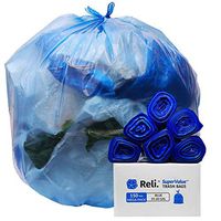 Reli. SuperValue 55-60 Gallon Recycling Bags (150 Count Bulk) Blue Trash Bags 50 Gallon, 55 Gal, 60 Gal Capacity - Heavy Duty Garbage Bags 55 Gal - 60 Gal Contractor Bag Strength