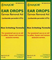 Ear Drops Earwax Removal Aid Carbamide Peroxide 6.5% Generic for Debrox - 0.5 oz. (15 ml) Per Bottle Pack of 2 Total 1 oz.