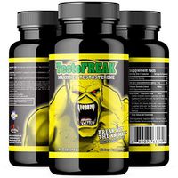 TestoFREAK – 100% Natural Testosterone Booster for Size and Strength Gains – Inhibits DHT and Estrogen – Supports Muscle Growth and Recovery – Stimulant Free Made in the U.S.A. Supplement – 60 Capsules