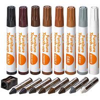 Katzco Furniture Repair Kit Wood Markers - Set of 17 - Markers and Wax Sticks with Sharpener - for Stains, Scratches, Floors, Tables, Desks, Carpenters, Bedposts, Touch-Ups, Cover-Ups, Molding Repair