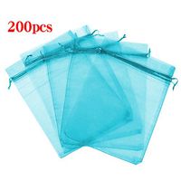 Boshen 100/200PCS Organza Gift Candy Sheer Bags Mesh Jewelry Pouches Drawstring Bulk for Wedding Party Favors Christmas 3"x4" 4" X 6" 5"x7" (4" X 6"(200PCS), Teal Blue)