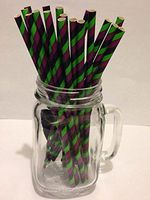 Green, Purple, and Black Candy Striped , Vintage Paper Drinking Straws - 25 ct. - Twilight Parties
