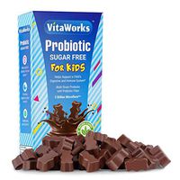 VitaWorks Sugar Free Probiotic 3 Billion Microflora for Kids Chocolate Vitamin Chew – GMO Free & Gluten Free – Great Tasting Milk Chocolate – Children’s Dietary Supplement – 60 Count [30 Doses]