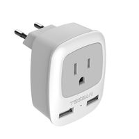 European Travel Plug Adapter, TESSAN International Power Plug with 2 USB, Outlet Adaptor Charger for US to Most of Europe EU Spain Iceland Italy France Germany(Type C)
