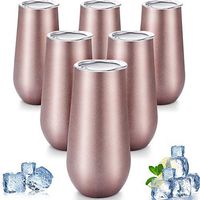 Namever 6Pcs 6oz Double-Wall Stainless Steel Vacuum Insulated Cup Coffee Tea Mug Tumbler Rose Gold
