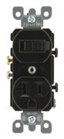 Leviton 5335 20 Amp, 120 Volt, Duplex Style Combination Single Pole Switch/Receptacle, Grounding, Black