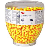 3M Ear Plugs, 500 Pair/Refill Bottle for One Touch Dispenser, E-A-Rsoft SuperFit 391-1254, Uncorded, Disposable, Foam, NRR 33, Drilling, Grinding, Machining, Sawing, Sanding, Welding, Yellow/Red